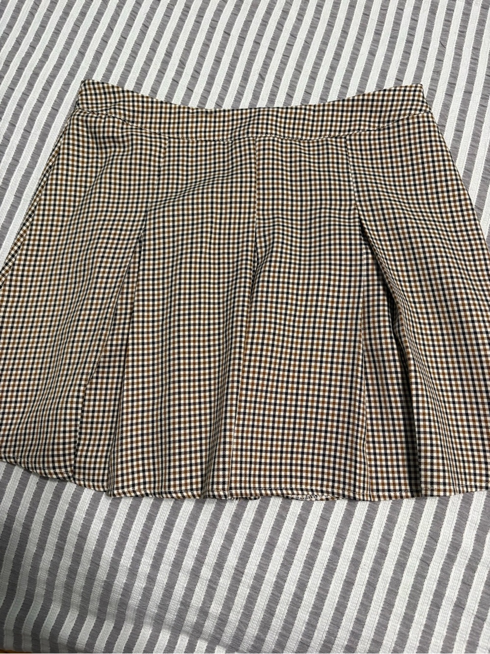 SHEIN Brown and navy White Checkerd Skirt